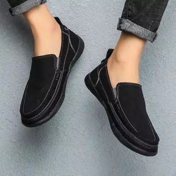 Fashion Canvas Shoes Men Ultralight Breathable Casual Men Shoes Spring Summer Comfortable Loafers Lazy Driving Flats 39 серый