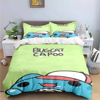 Fashion Cartoon B-Bugcat Capoo Pattern Bedding Sets Bed Supplies Set Duvet Cover Comforter Set Bedding Set Luxury Birthday Gift EU Twin 135x200cm