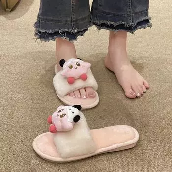 Fashion Cartoon New Women s Indoor Slippers Winter New Plush Home Lazy Slippers Anti Slip Durable Fashion Warm Sandals Slippers 35 хаки