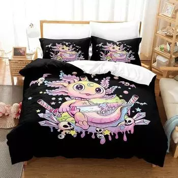 Fashion Cartoons Game Gamesolotl Axolochi Bedding Set Single Twin Full Queen King Size Bed Set Adult Kid Bedroom Home Textiles 70x133cm 2pcs