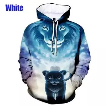 Модные повседневные толстовки с капюшоном с принтом льва, тигра и животных, мужские трендовые толстовки с капюшоном, повседневные толстовки с капюшоном, унисекс-топы S