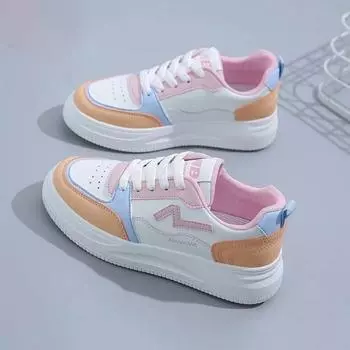 Fashion casual board shoes autumn new color matching lace-up women s shoes campus students wear sports shoes 35