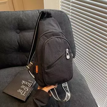 Fashion casual breast bag spring new lightweight nylon bag shoulder handbag messenger bag чёрный