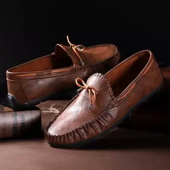 Fashion Casual Leather Loafer Shoes Men Soft Comfortable Driving Shoes Men Moccasins Footwear Mokasin Kasual for Men Schoenen 39 коричневый