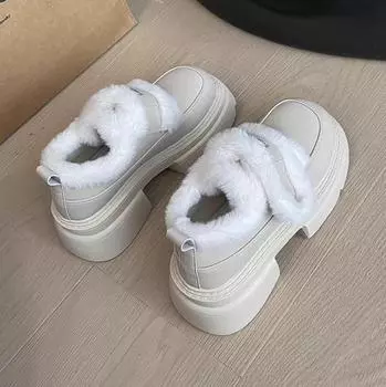 Fashion casual Mary Jane shoes women s season new snow boots platform with skirt and velvet small leather shoes 35