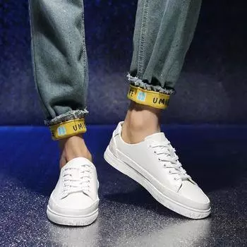 Fashion Casual men s board shoes Fashionable and versatile design style outdoor leisure street Walking Black and White Office shoes New 38 чёрный