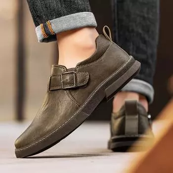 Fashion Casual men s leather shoes Classic Gentleman Style Outdoor leisure business party Daily office quality Retro Black shoes 39 коричневый