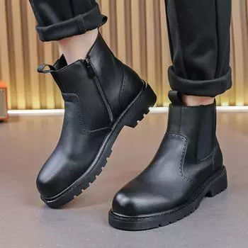 Fashion Casual men s short boots Fashionable and versatile minimalist style Leisure Trend Party Youth Adult Quality Shoes Plus Size38-48 38 чёрный