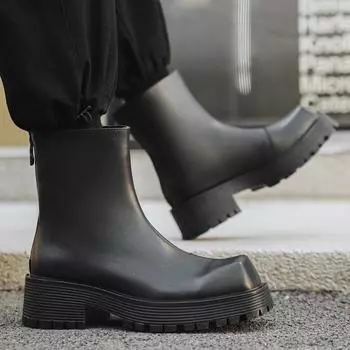 Модные повседневные мужские ботинки на толстой подошве Модные дизайнерские новые стильные туфли для отдыха на открытом воздухе Модные туфли для ночных клубов для парикмахеров 38 чёрный