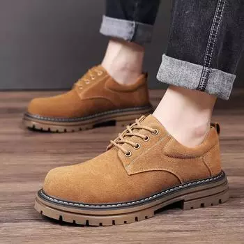 Fashion Casual men s thick soled leather shoes Fashionable minimalist design style Outdoor leisure walking office party youth shoes 38 коричневый