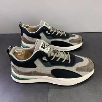 Fashion Casual Men Shoes Thick Bottom Elevated Increase 2024 New Fashion Simple All-match Color Matching Outdoor Sneakers Autumntime 39 хаки