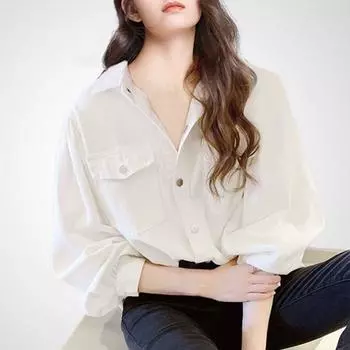 Fashion Casual Niche Loose Elegant White Shirt White M