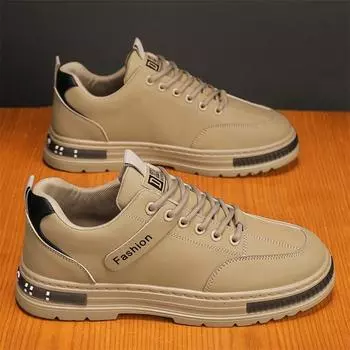 Fashion Casual Shoes for Men Breathable Work Fashion Sneaker Low Top Leather Flats for Male Formal Dress Walking Office Shoes 39 серый