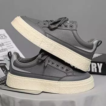 Fashion Casual Shoes For Men Flat Sneakers Men Trend Sulcanized Shoes Walking Shoes Male 2024 New Sport Sneakers Men 39 серый