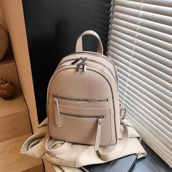 Fashion casual small backpack female new college student schoolbag high sense large capacity travel backpack хаки