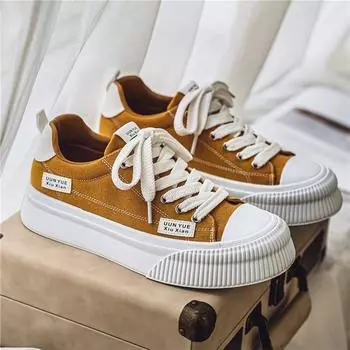 Fashion Casual Sneaker Canvas Skateboard Male Sneakers Loafers Men s Sneakers Shoes for Men Sports and Leisure Wear-resistant Non-Slip 38 жёлтый