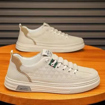 Fashion Casual Sneaker Loafers Casual White Shoes Sports and Leisure Leather Men s Autumn Sneakers Platform Sports Shoes Fashion New 39 белый