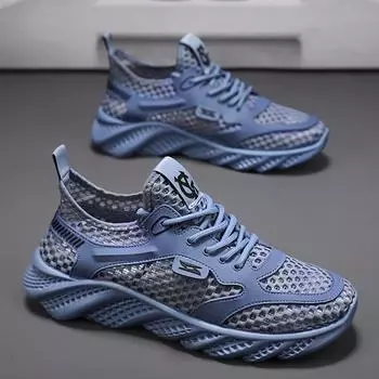 Модные повседневные кроссовки мужские сандалии обувь для мужчин мягкие и удобные нескользящие толстые подошвы износостойкие вентилируемые плоские сандалии 39 синий