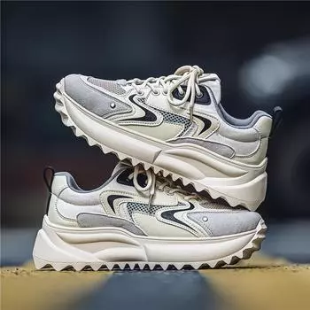 Fashion Casual Sneaker Thick Bottom Ventilate Loafers Male Sneakers Shoes for Men Casual Shoes Wear-resistant Sports and Leisure New 39 бежевый