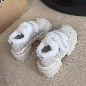 Fashion casual style versatile Mary Jane shoes women s season new thick-soled velvet with skirt snow boots 35