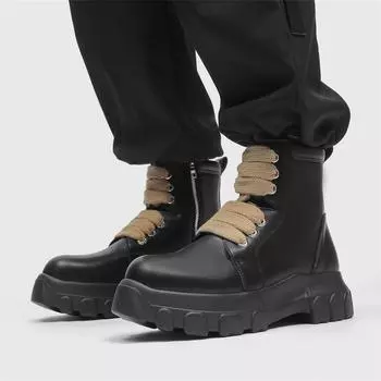 Fashion Casual thick soled men s boots Fashionable street style Daily office outdoor party Walking Youth Adult Classic Black Shoes 38 чёрный