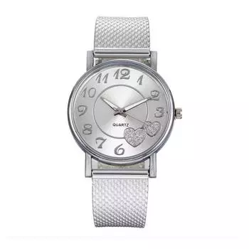 Fashion Casual Watches Gold Mesh Watches Silver Watches Love Heart Watches Gifts Dial Wristwatches Quartz Watches Women Men Unique серебряный