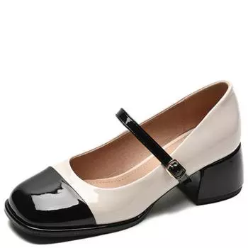 Fashion Casual Woman Shoe Low Heels Female Footwear Modis Dress 2024 Buckle Strap Fabric Rubber Leisure Solid Fashion Mary Jane Shoes 34 абрикосовый