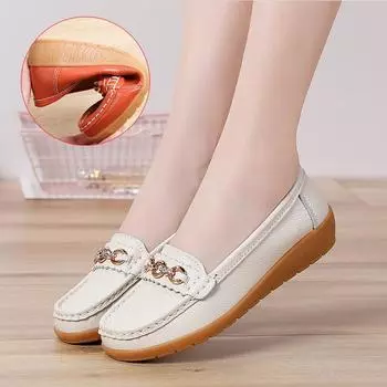Fashion Casual Women s Non-slip Loafers Comfortable Plus Size Lightweight Breathable Mom Shoes 35 белый