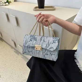 Модная сумка-цепочка женская 20243 весна новая простая сумка через плечо подмышку повседневная сумка-мессенджер маленькая квадратная сумка белый