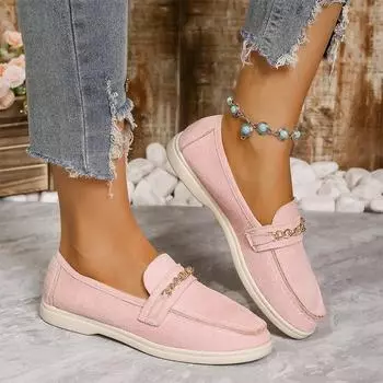 Fashion Chain Women Suede Flats Loafers Shoes Autumn New Fashion Sport Shoes Women 2024 Trend Running Casual Shoes Cozy Mujer Zapatos 36 коричневый