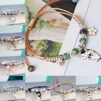 Fashion Charm Cute Animal Bracelet Adjustable Friendship Bracelets Cartoon Cat Bracelet Women/Men Style 1