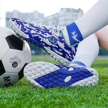 Fashion Cheap Childrens Soccer Shoes Outdoor Sports Turf Kids Football Shoes Lightweight Original Kids Fast Soccer Tennis for Boy EU28 золотой