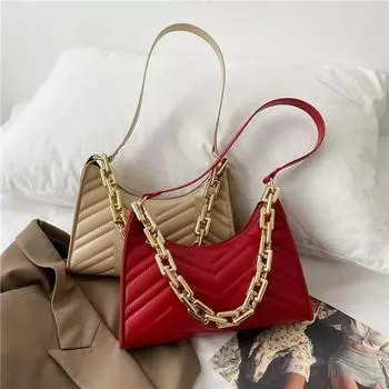 Fashion Check Embossed Handbags New PU Leather Chain Shoulder Bag Texture Shopping Bag Zipper Embossed Underarm Bag чёрный