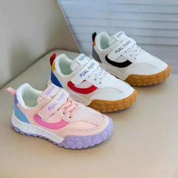 Fashion Children s Breathable Soft Sole Lightweight Sports Running Shoes Boys and Girls 2024 New Fashionable Comfortable Sneakers 26 розовый