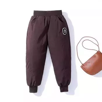 FASHION children s down pants winter new warm fashion trend big C white duck down boys and girls baby trousers outer wear Clothes 110cm чёрный