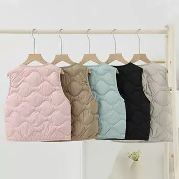 FASHION Children s down vest light thin outer wear boys girls autumn winter new 90 down baby vest liner warm 110cm fleece 20g розовый