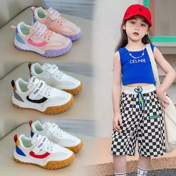 Fashion Children Sneakers New Black Mesh Boys Girls Board Sports Shoes Four Seasons Models Blue Soft Non-slip Kids Casual Shoes 26 розовый