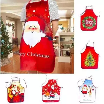 Fashion Christmas Reindeer Santa Apron Adult Men and Women Party Decoration Kitchen Cooking Baking Cleaning