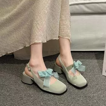 Модные туфли на толстом каблуке в стиле Лолита, популярные брендовые туфли 2024 года, весна-лето, элегантные женские туфли-лодочки во французском стиле со шнуровкой, балетные туфли в одиночном стиле 34 бежевый
