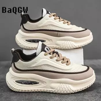 Fashion Chunky Sneakers Mens Designer Board Shoes Fashion Casual Microfiber Leather Fabric Breathable Increased Internal Platform Shoes 39