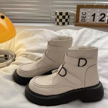 Fashion Chunky Woman Short Shoes Punk Style Ankle Boots for Women Platform Booties Leather Round Toe Combat Autumn Footwear on Offer Y2k 35