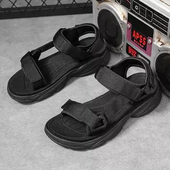 Модные классические брендовые мужские сандалии на толстой подошве, новые мужские пляжные туфли, мужские сандалии для кемпинга, летняя мужская повседневная обувь, нескользящая 39 чёрный