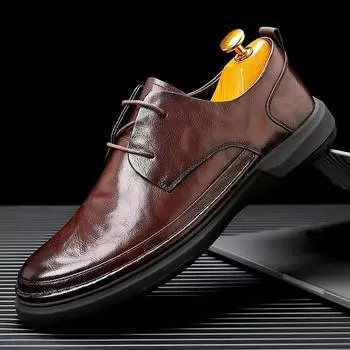 Fashion Classic Brand New Men s Low Top Shoes Lightweight Banquet Dress Shoes Men s Leather Casual Shoes Thick Sole Brown Free Delivery 38