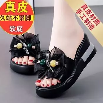 Fashion Classic Fashion Casual Women s Slippers for Summer Outwear New Hot Selling Thick Sole French Bow Versatile Anti slip Slippers 35 белый