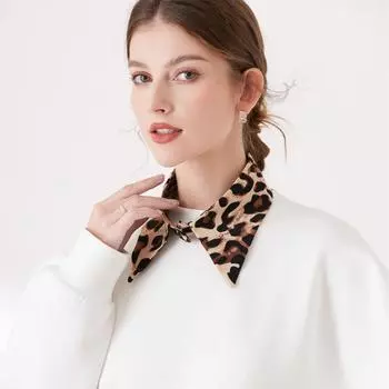 Fashion Classic Leopard Print Shirt Fake Collar Women Adult Detachable Lapel Shirt Fake Collar Shawl False Blouse Collars