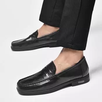 Fashion Classic Men s Casual Loafers Driving Shoes slip on Moccasins Fashion Male Comfortable Wedding Leather Men Business Dress Shoes 38 чёрный