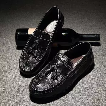 Fashion Classic New Men s Flat Loafers Crocodile Pattern Versatile Outdoor Men s Driving Shoes Leather Casual Shoes Fashion Wine Red 38 коричневый