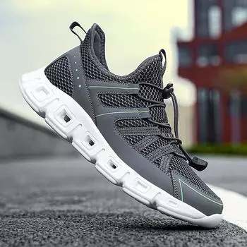 Fashion Classic Summer Mesh Shoes Men s Sneakers Breathable Lightweight Mens Casual Shoes Lace-Up Walking Footwear Comfortable Man Shoes 39 коричневый