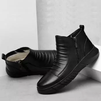 Fashion Classic Winter Men High Top Business Shoes 2024 Male Genuine Leather Motorcycle Boots All-match Comfortable Men s Ankle Boots 36