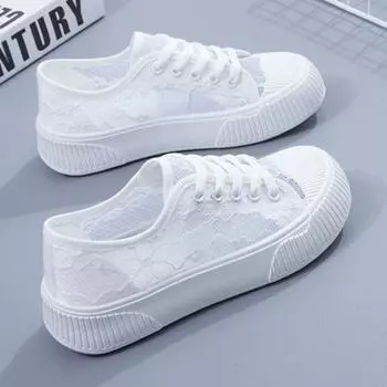 Fashion Cleanly Little White Shoes Women New Lace Breathable Dress Fashion Casual Sports Board Shoes Sneakers Women Zapatos Mujer 35 чёрный